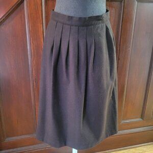 Vintage Pant-Her Dark Brown Wool A-Line Pleated Skirt sz 8